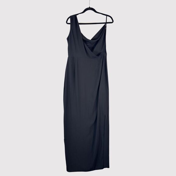 Amanda Uprichard Womens Dress Black Maxi One Shoulder A Line Party Evening Large - Picture 2 of 13